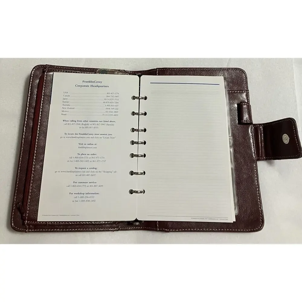 Franklin Covey Leather 7-Ring Notebook Planner Organizer Needs Fillers Burgundy